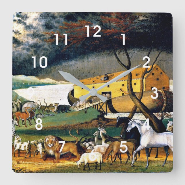 Noah's Ark Square Wall Clock (Front)
