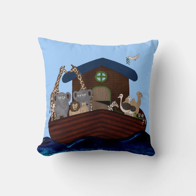 Noah's Ark Throw Pillow (Front)