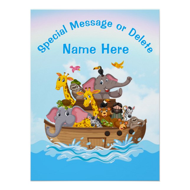 Noah's Ark Wall Art, Christian Nursery Wall Decor, Poster (Front)