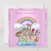 Noahs invitation animal d'arche PINK anniversaire