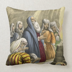 Noah's Sacrifice on Leaving the Ark, from a bible Throw Pillow