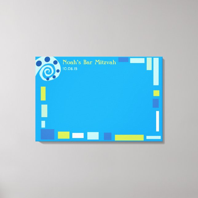 NOAH'S WAVES Bar Bat Mitzvah Sign-In Board Canvas Print (Front)