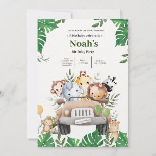 Noah's Wild Animal Adventure Birthday Bash Invitation