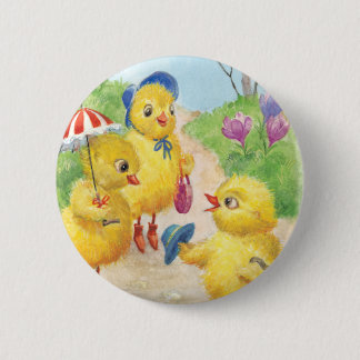 Noastalgic easter chicks 2 inch round button