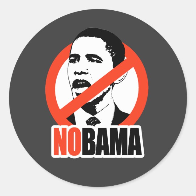 NOBAMA / ANTI-OBAMA T-SHIRT CLASSIC ROUND STICKER (Front)