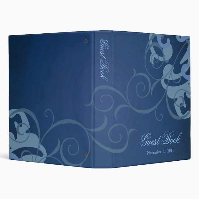 Nobel Blue Scroll Blue Guest Book Binder (Background)