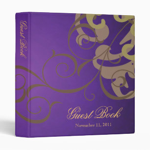Nobel Gold Scroll Purple Guest Book Binder