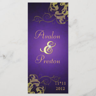 Nobel Gold Scroll Purple Wedding Program