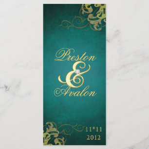 Nobel Teal Scroll Gold Wedding Program