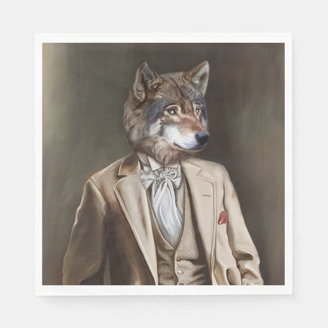 Noble Beasts - Dandy Wolf Napkin (Front)