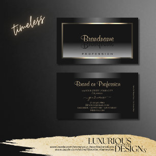 Noble Black and White Gradient Light Gold Shimmer Business Card