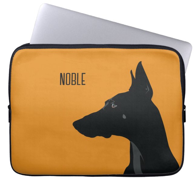 Noble Black Doberman Laptop Sleeve (Front)