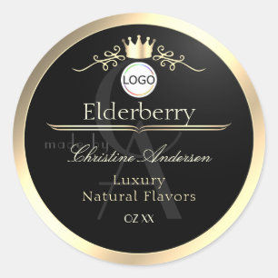 Noble Black Product Label Gold Frame Logo Monogram