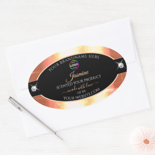Noble Black Shiny Salmon Cream Logo Product Label