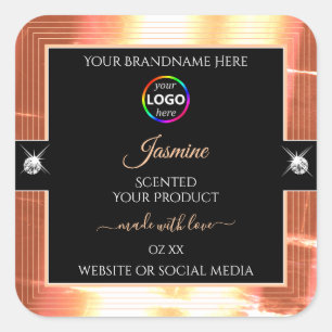 Noble Black Shiny Salmon Cream Logo Product Label
