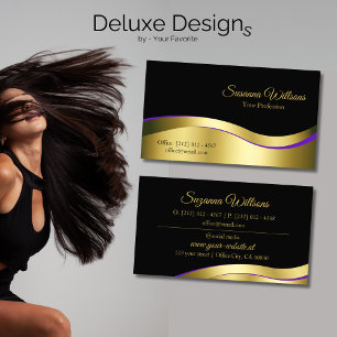Noble Black Wavy Gold Decor Classy and Luxury Business Card