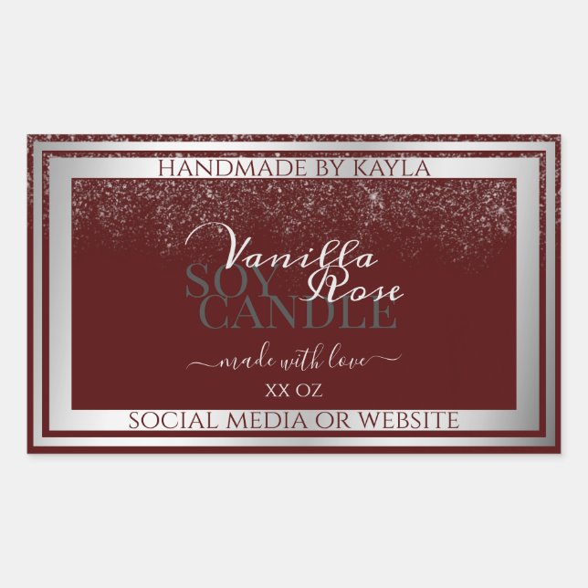 Noble Burgundy and Silver Product Packaging Labels (Front)