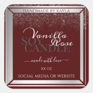 Noble Burgundy and Silver Product Packaging Labels