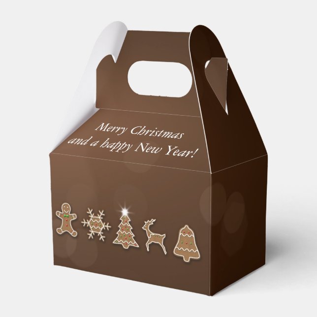 Noble Christmas Gingerbread Cookies Favor Box (Front Side)