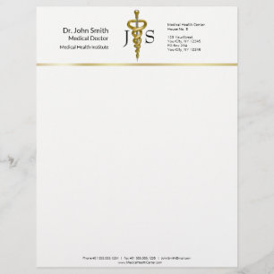 Noble Classy Medical Elegant Gold Silver Asclepius Letterhead