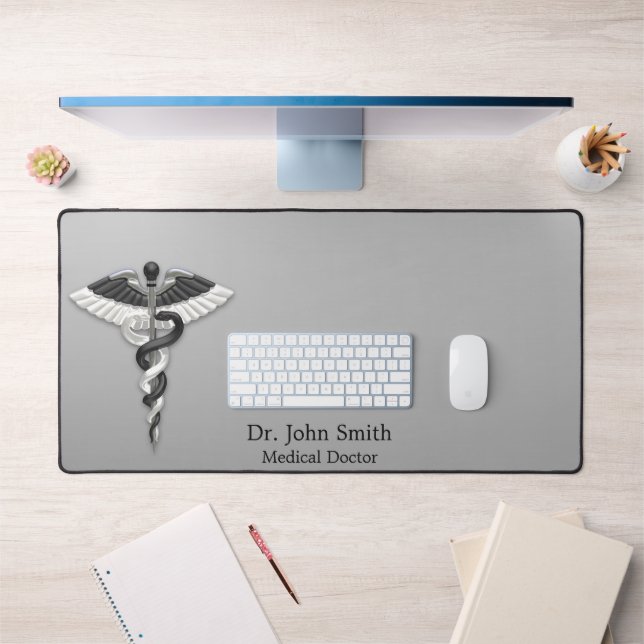Noble Classy Médicale Élégant Noir Blanc Caduceus (Bureau 1)
