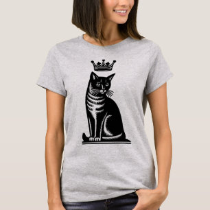 Noble Feline Woodcut Style T-Shirt