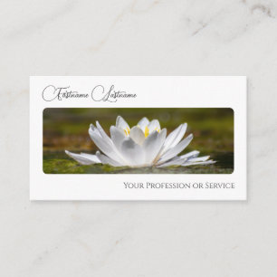 Noble florist white water lily calligraphy QR-Code Business Card