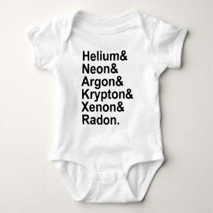 Noble Gases Helium Neon Argon Krypton Radon Xenon Baby Bodysuit