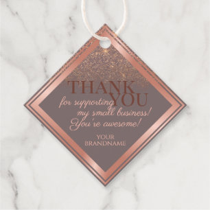 Noble Grey and Rose Gold with Glitter Thank You Favour Tags