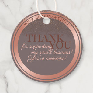 Noble Grey and Rose Gold with Glitter Thank You Favour Tags