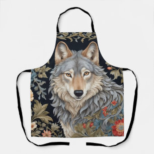 Noble Grey Wolf William Morris Inspired Apron