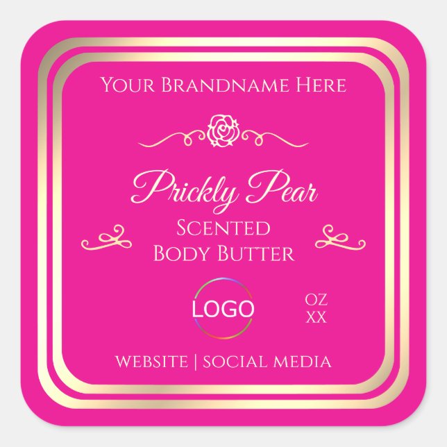 Noble Hot Pink Product Label Gold Frame with Logo (Front)