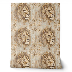 Noble Lion Petite - Beige, Gold, White Wallpaper