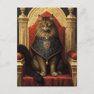 Noble Maine Coon Cat Throne Art Print Postcard