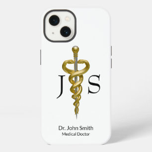 Noble Medical Classy Elegant Gold Silver Asclepius iPhone 13 Case