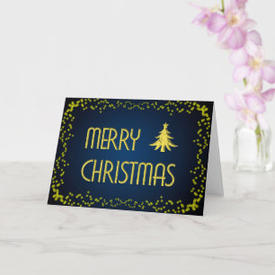 Noble Merry Christmas with golden Christmas tree C Card