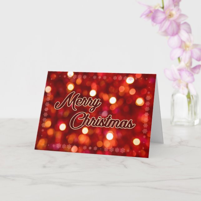 Noble Merry Christmas with red sparkling elegance Card (Orchid)
