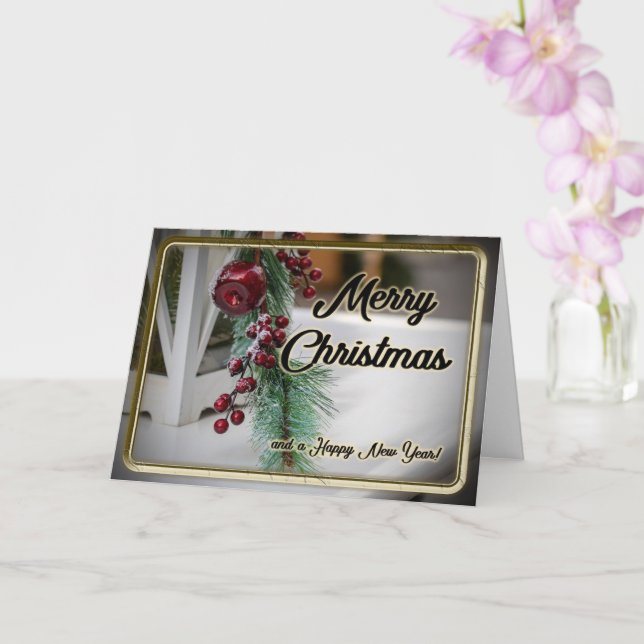 Noble Merry Christmas with romantic decoration Card (Orchid)