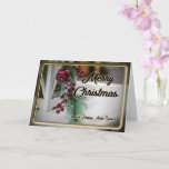 Noble Merry Christmas with romantic decoration Card<br><div class="desc">Merry Christmas and a Happy New Year! Christmas - the perfect time for love and pleasure, family and friends! This merry Christmas card is the ideal eye-catcher for your beautiful event and will be remembered for a long time even after the Christmas celebration. Invite your special guests, beloved guests and...</div>