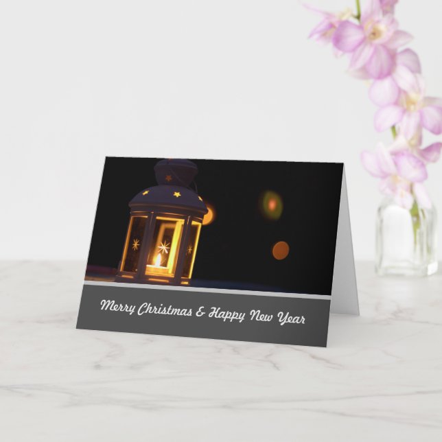Noble Merry Christmas with shiny Advent candle! Card (Orchid)