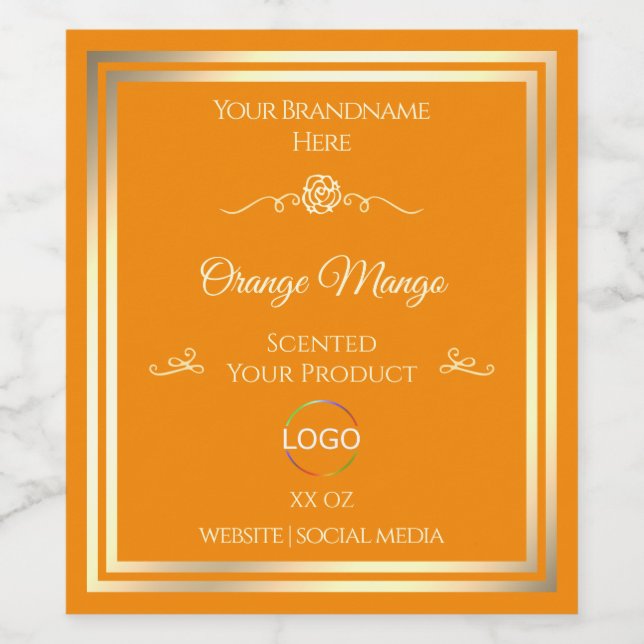Noble Orange Product Label Gold Frame with Logo (Single Label)