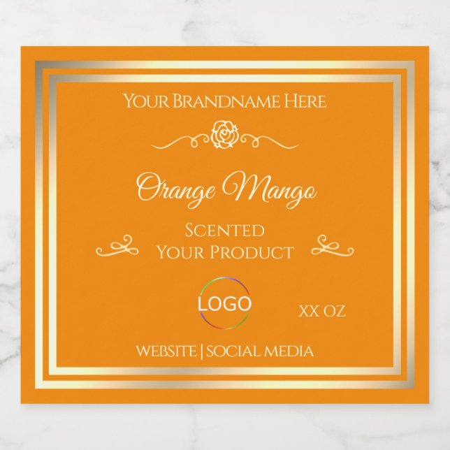 Noble Orange Product Label Gold Frame with Logo (Single Label)