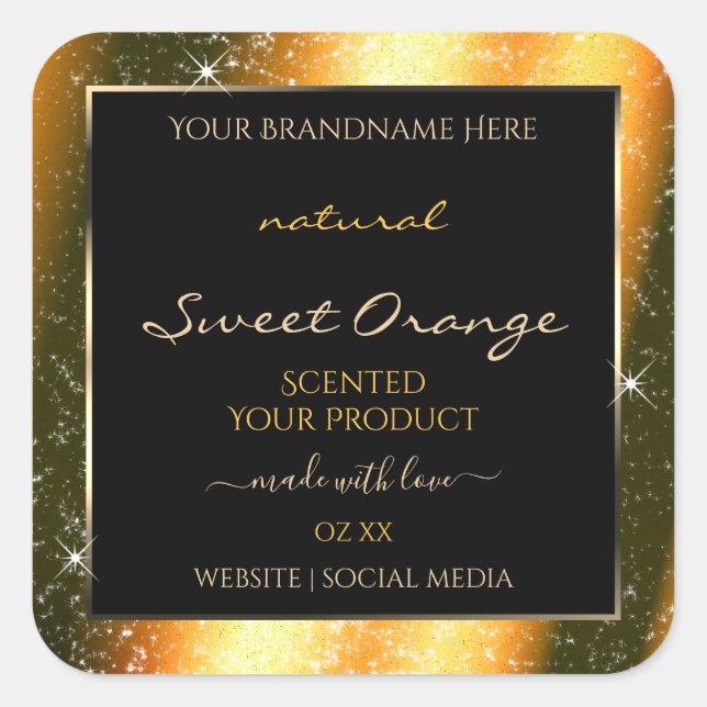 Noble Orange Sparkle Glitter Frame Product Label (Front)