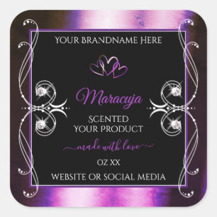 Noble Purple Black Product Labels Sparkle Diamonds