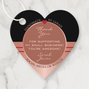 Noble Red Brown and Rose Gold Packaging Thank You Favour Tags