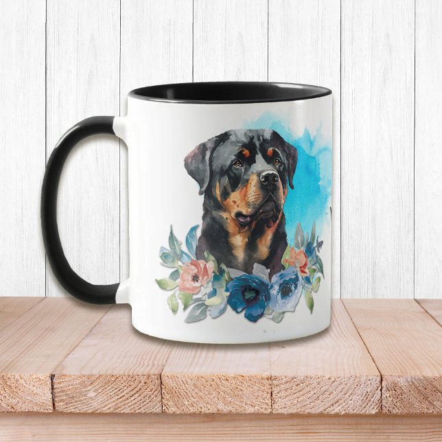 Noble Rottweiler Blue Floral Bouquet Mug (Creator Uploaded)