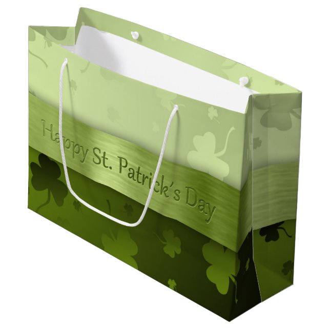 Noble St. Patrick's Day Shamrocks Large Gift Bag (Front Angled)