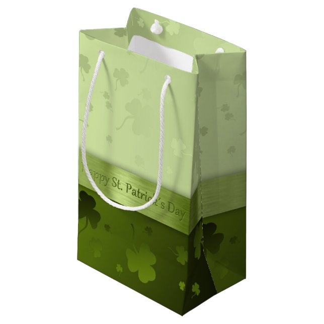 Noble St. Patrick's Day Shamrocks Small Gift Bag (Front Angled)