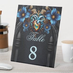 Noble steampunk heart pedestal sign