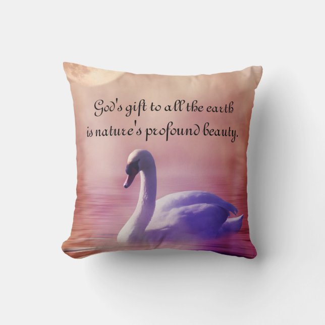Noble Swan Throw Pillow (Front)